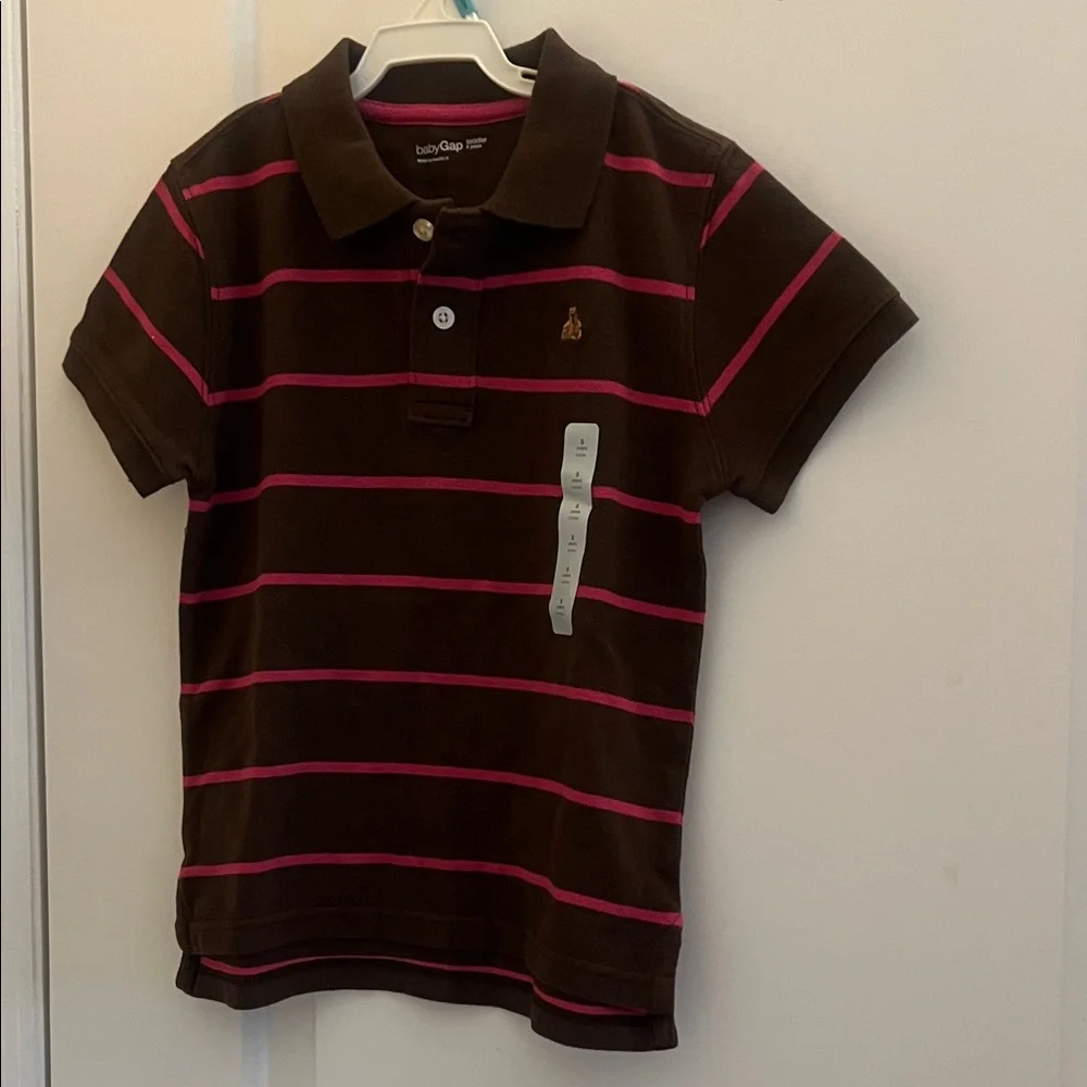GAP Polo with Brown and Pink Stripes NWT Toddler size 5